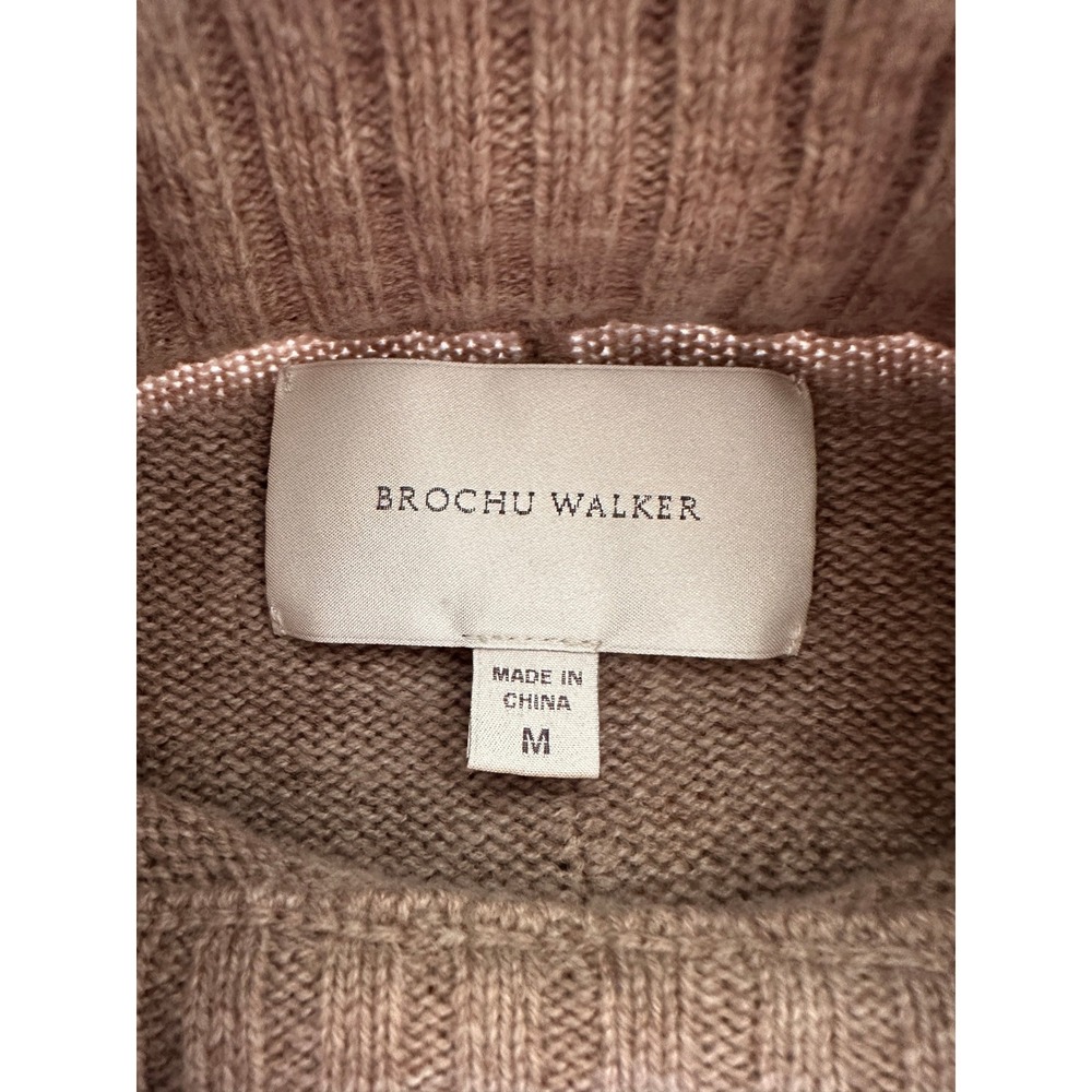 Brochu Walker Wool Cashmere Blend Mock Neck Sweater Taupe White Shirt Hem - Picture 10 of 11